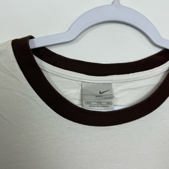 Early Y2K Nike Embroidered Nike Air Logo Short Sleeve T-shirt Men’s 2XL Mocha - Picture 3 of 7